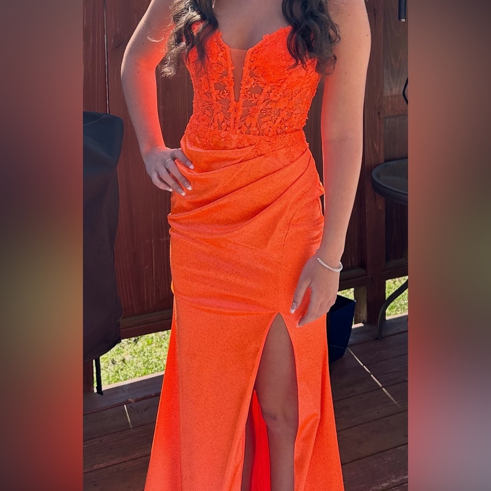 Sherri Hill Orange Lace Dress